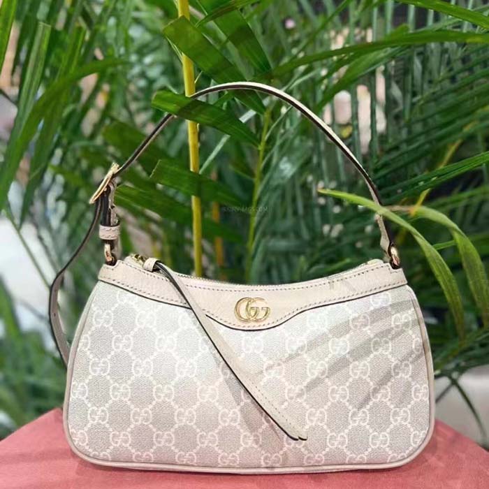 Gucci Women Ophidia Small Handbag Beige White GG Supreme Canvas Double G
