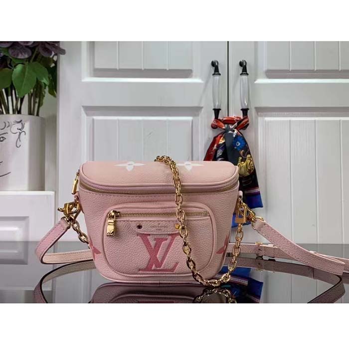 Louis Vuitton LV Women Mini Bumbag Monogram Pink Monogram Empreinte Embossed Supple Grained Cowhide