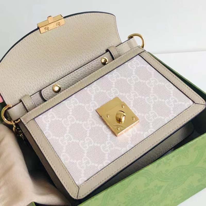 Gucci Women Dionysus GG Mini Shoulder Bag Beige White Supreme Canvas