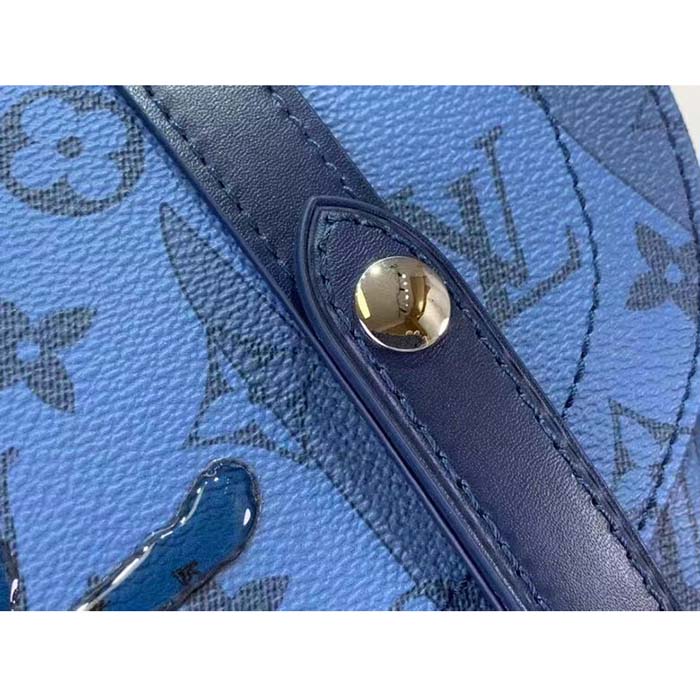 Louis Vuitton LV Unisex Christopher MM Backpack Abyss Blue Monogram Aquagarden Coated Canvas