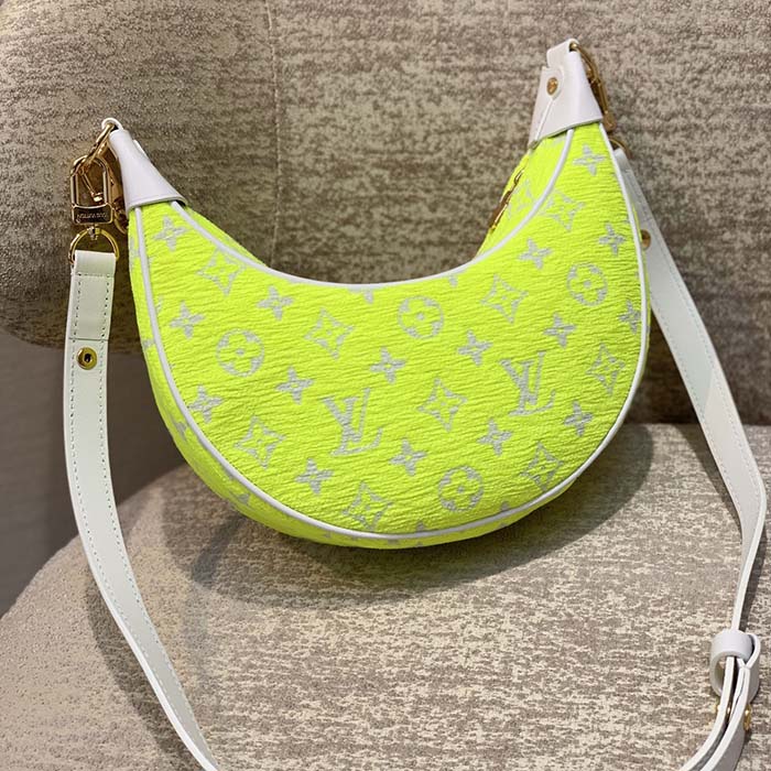 Louis Vuitton LV Unisex Loop Half-Moon Baguette Bag Yellow Monogram Jacquard Velvet