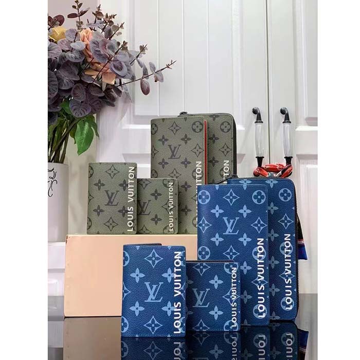 Louis Vuitton LV Unisex Slender Wallet Atlantic Blue Monogram Coated Canvas