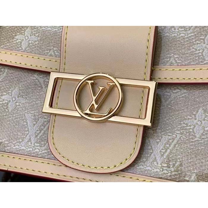 Louis Vuitton LV Women Mini Dauphine Handbag Beige Monoglam Coated Canvas