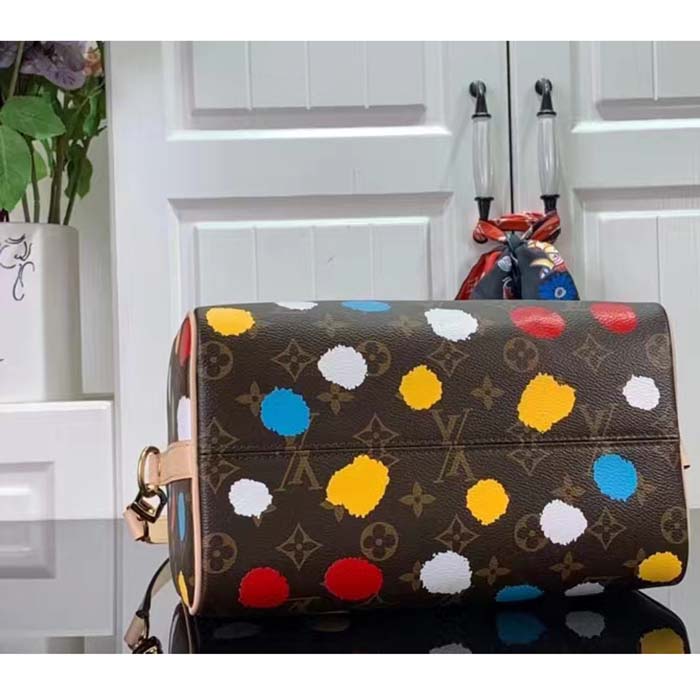 Louis Vuitton LV Women LV x YK Speedy Bandoulière 25 Monogram Coated Canvas 3D Painted Dots Print