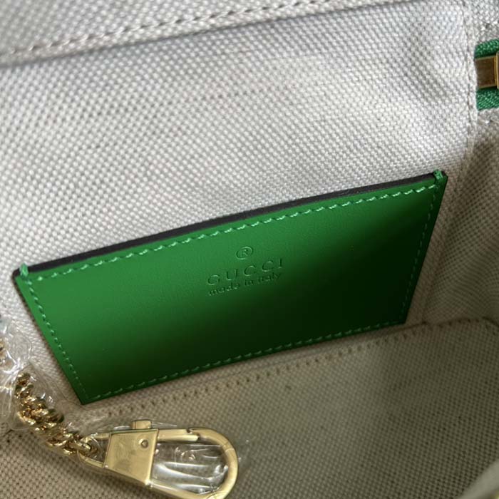 Gucci Women GG Matelassé Top Handle Mini Bag Green Leather Double G