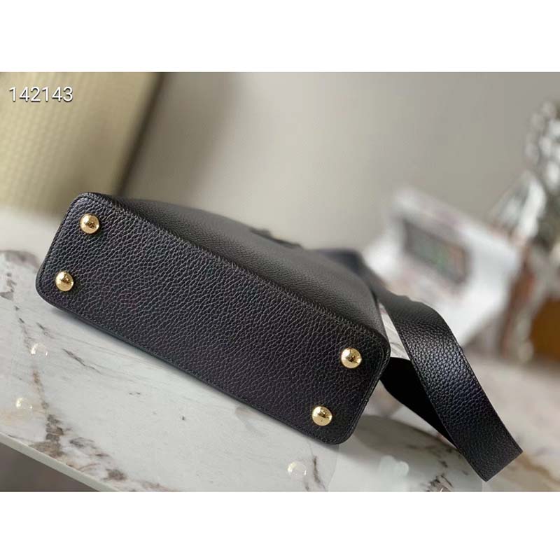 Louis Vuitton LV Women Capucines BB Handbag Black Taurillon Leather Snap Hook