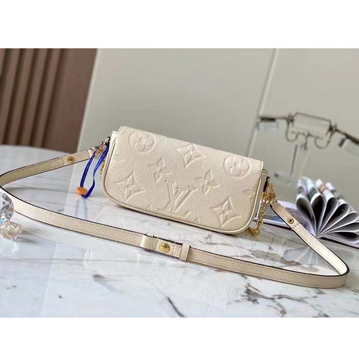 Louis Vuitton Women LV Wallet On Chain Ivy Cream Monogram Embossed Supple Grained Cowhide Leather