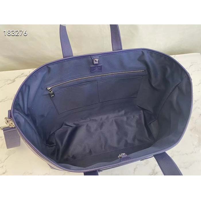 Louis Vuitton LV Unisex Tote Journey Carryall Bag Blue Cowhide Leather Textile Lining