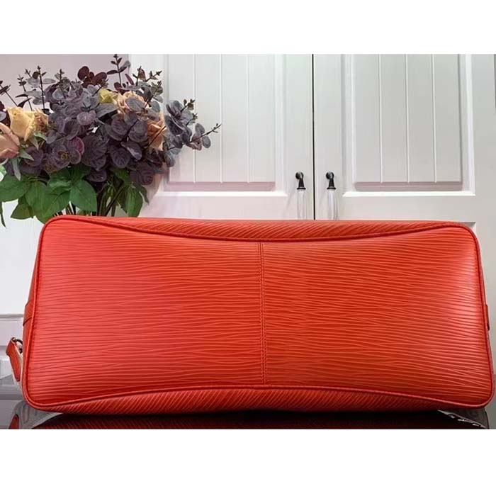 Louis Vuitton LV Unisex Alma Travel GM Vermillon Red Epi XL Grained Leather Handle Clip