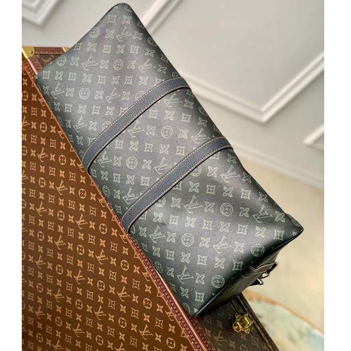 Louis Vuitton LV Unisex Keepall Bandoulière 50 Travel Bag Dark Green Monogram Coated Canvas