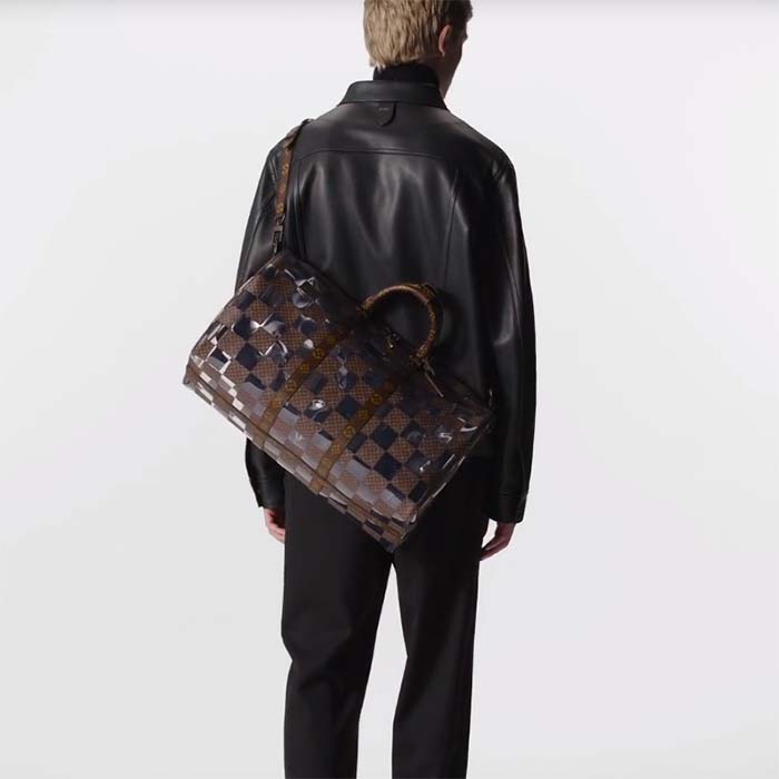 Louis Vuitton LV Unisex Keepall Bandoulière 50 Travel Bag Monogram Chess Coated Canvas PVC