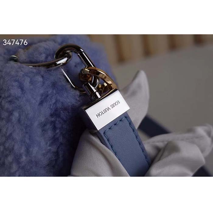 Louis Vuitton LV Women Twist MM Handbag Jean Blue Shearling Smooth Calfskin Leather