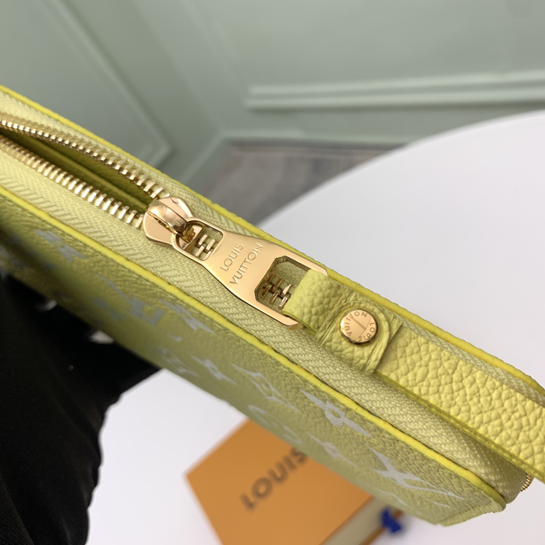 Louis Vuitton LV Unisex Zippy Wallet Yellow Monogram Empreinte Embossed Supple Grained Cowhide