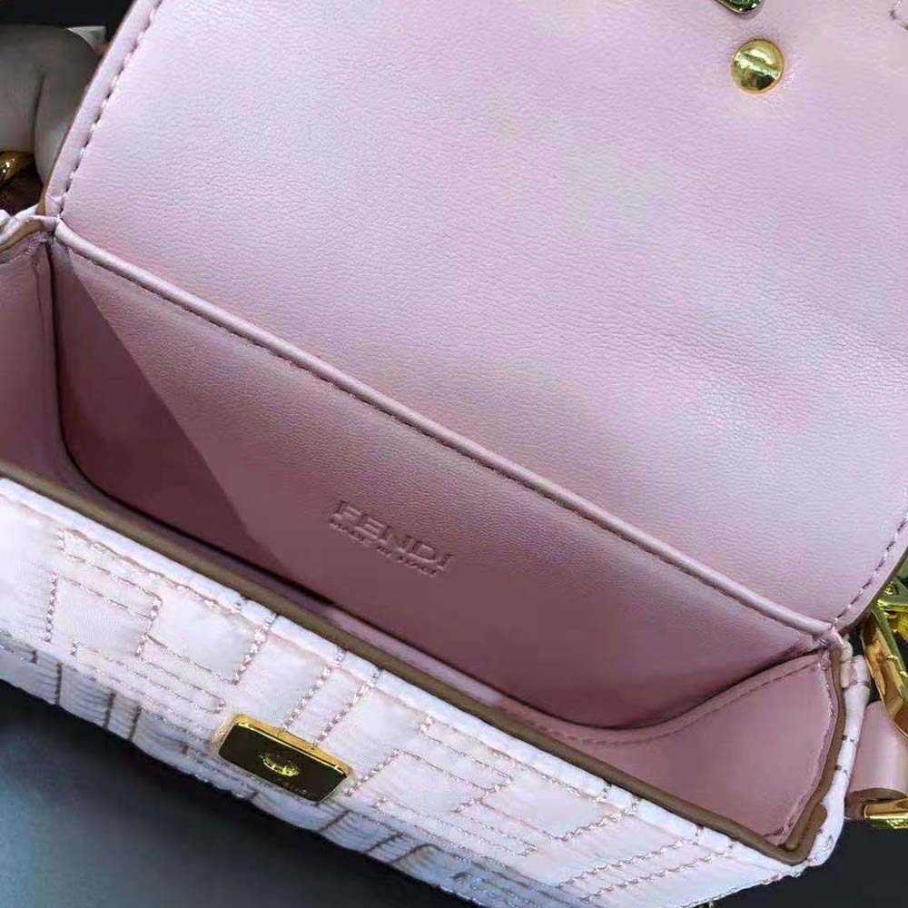 Fendi Women Nano Baguette Charm Lilac Nylon