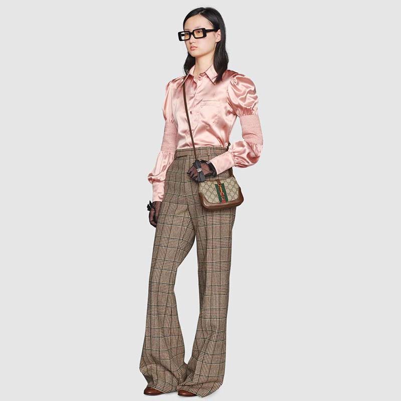 Gucci Women Jackie 1961 Mini Hobo Bag Beige/Ebony GG Supreme Canvas