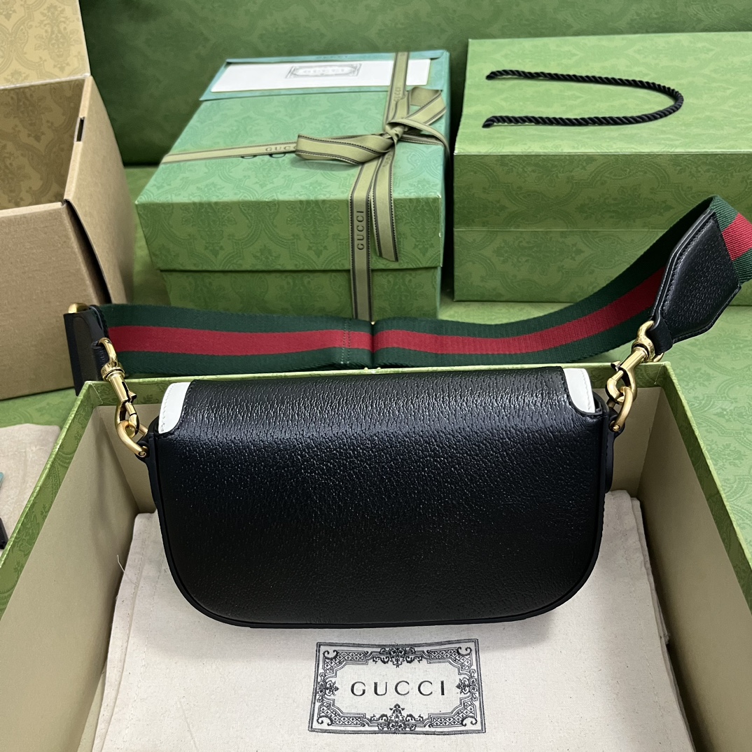 Gucci Unisex GG Adidas x Gucci Mini Bag Black Leather Off White Trefoil Print