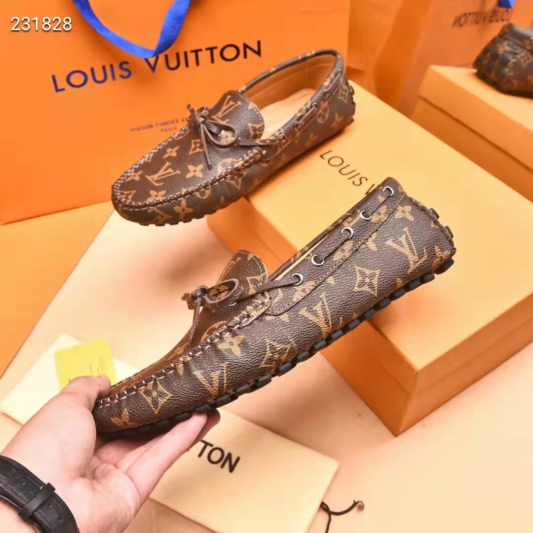 Louis Vuitton LV Men Arizona Mocassin Brown Monogram Canvas Tubular Construction
