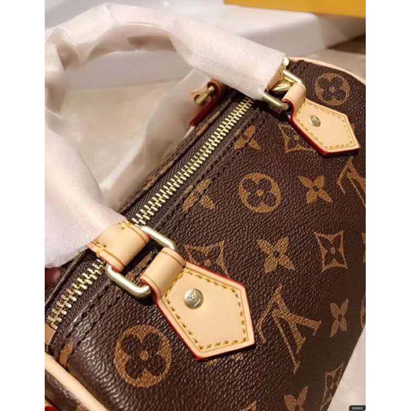 Louis Vuitton LV Women Nano Speedy Bag in Monogram Coated Canvas-Brown
