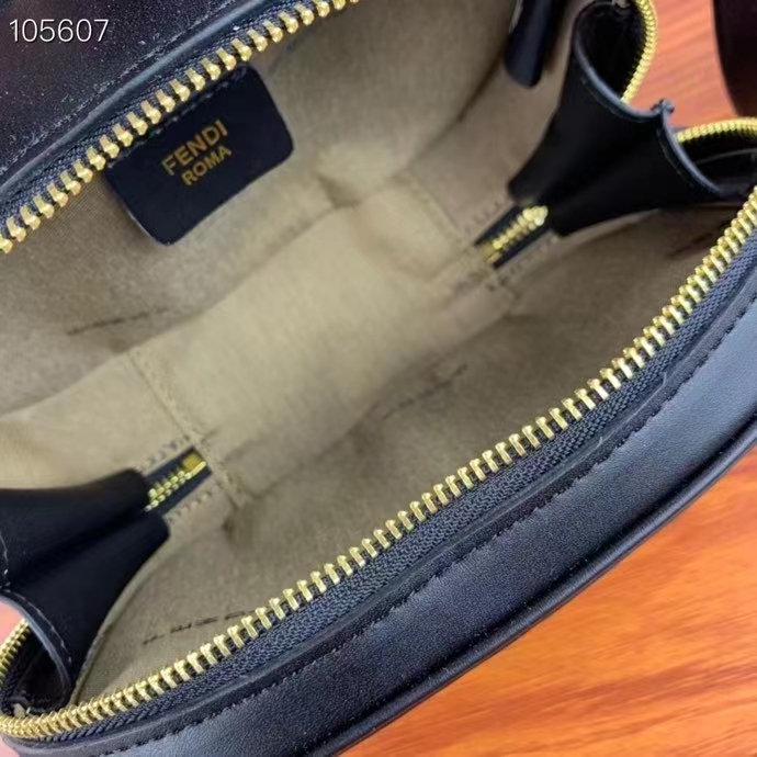 Fendi Women FF O’Lock Mini Camera Case Black Leather Mini Bag