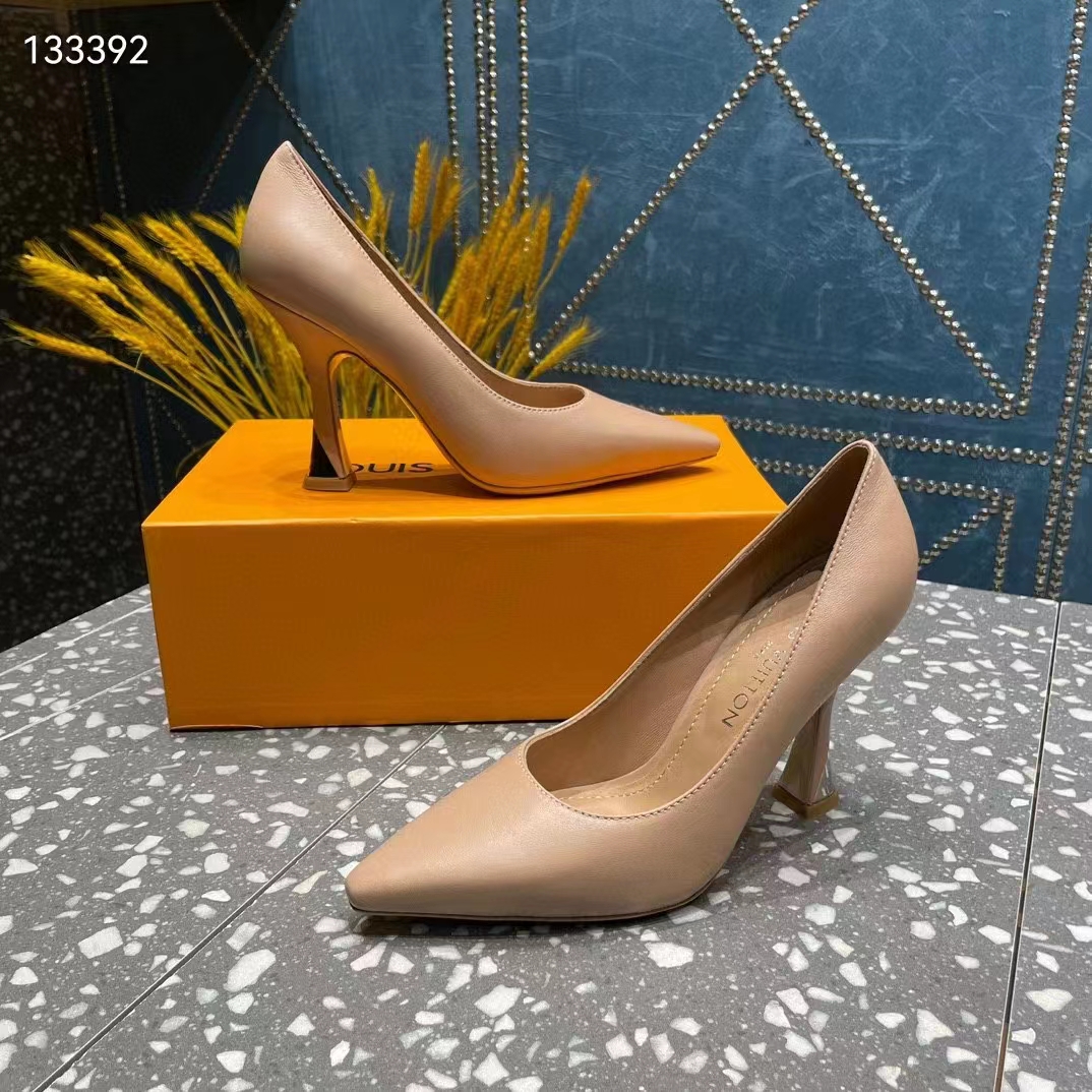 Louis Vuitton LV Women Sparkle Pump Nude Pink Lamb Leather Outsole 9.5 Cm Heel