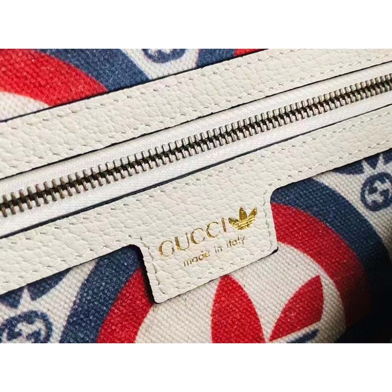 Gucci Unisex GG Adidas x Gucci Small Shoulder Bag White Leather Green Red Web