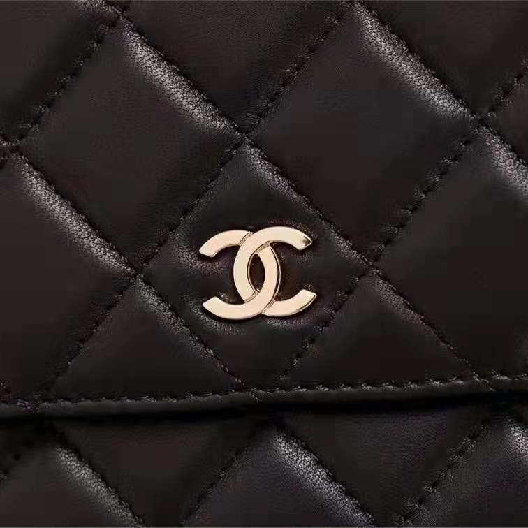 Chanel Women Classic Wallet On Chain in Lambskin Leather-Black