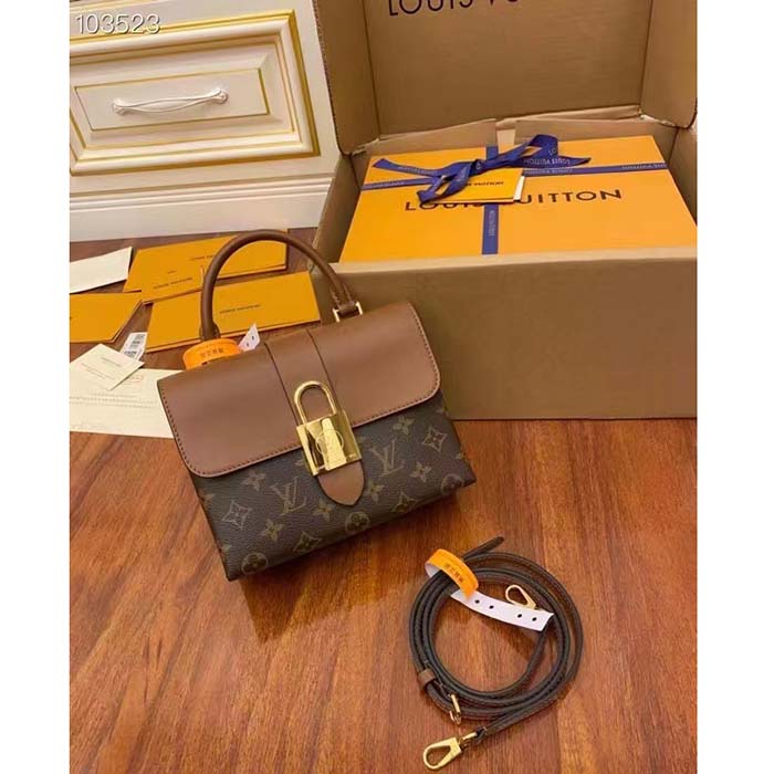 Louis Vuitton LV Women Locky BB Bag Brown Monogram Coated Canvas Smooth Cowhide