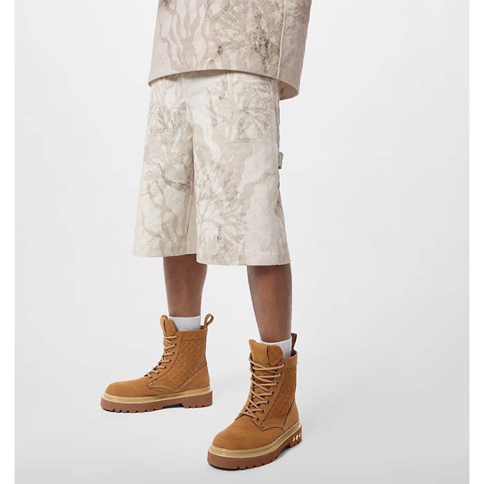 Louis Vuitton Unisex LV Ranger Boat Shoe Beige Mini Monogram-Embossed Nubuck Leather