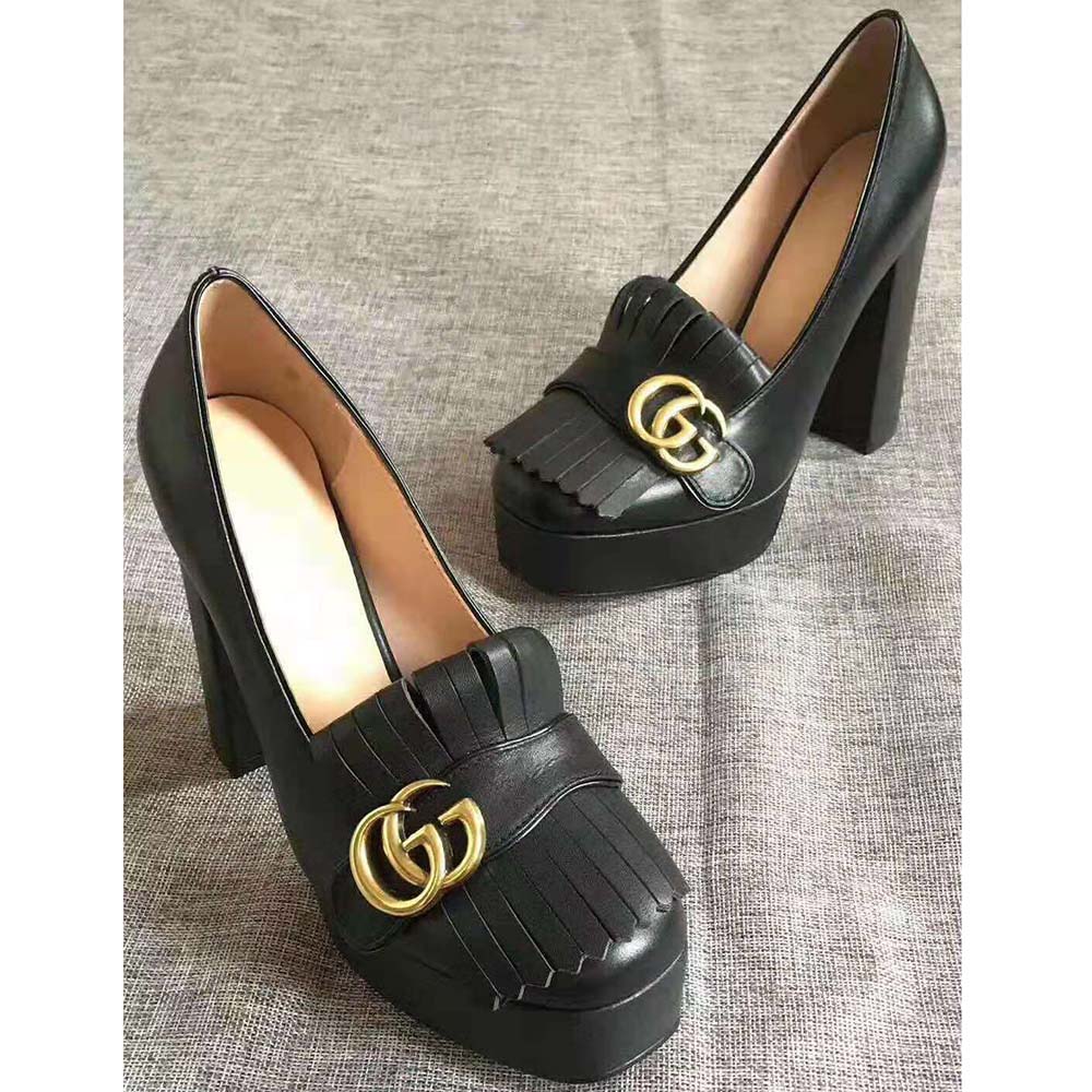 Gucci Women Leather Mid-Heel Pump 5.1 cm Heel-Black