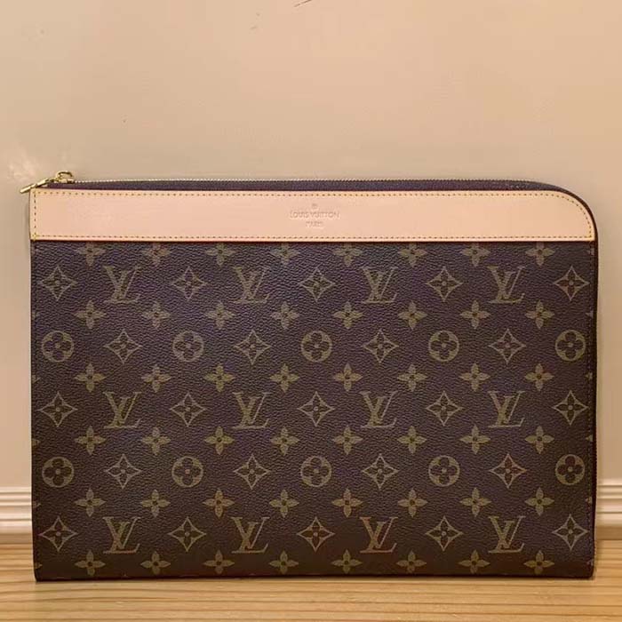 Louis Vuitton LV Unisex Pochette Jour Monogram Coated Canvas Aged Cowhide Leather