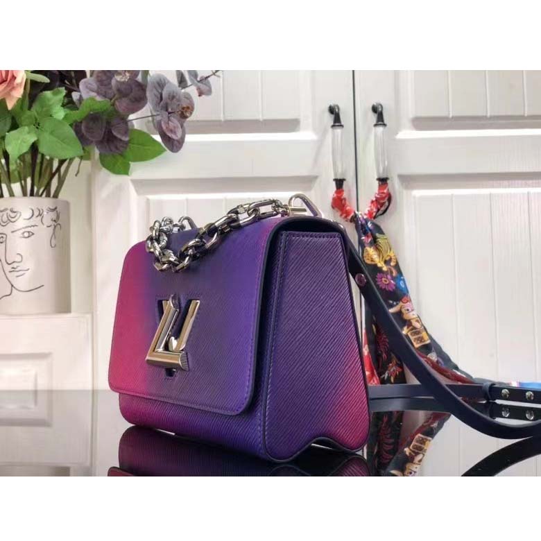 Louis Vuitton LV Women Twist PM Handbag Blue Epi Grained Cowhide Leather