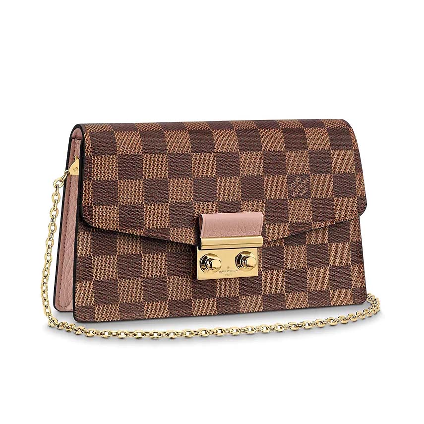 Louis Vuitton LV Women Croisette Chain Wallet in Damier Ebene Coated Canvas