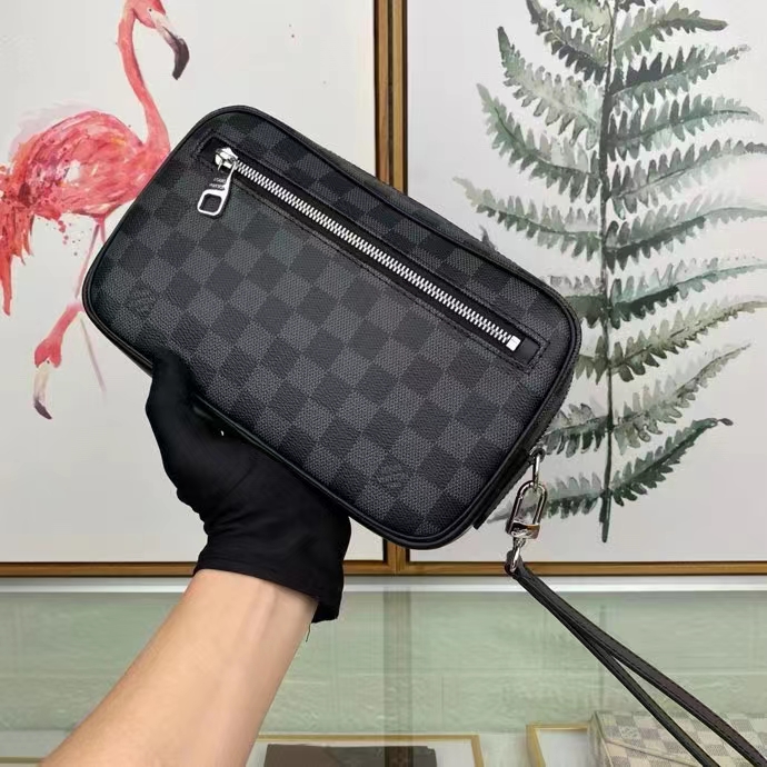 Louis Vuitton LV Unisex Kasai Clutch Grey Damier Graphite Canvas
