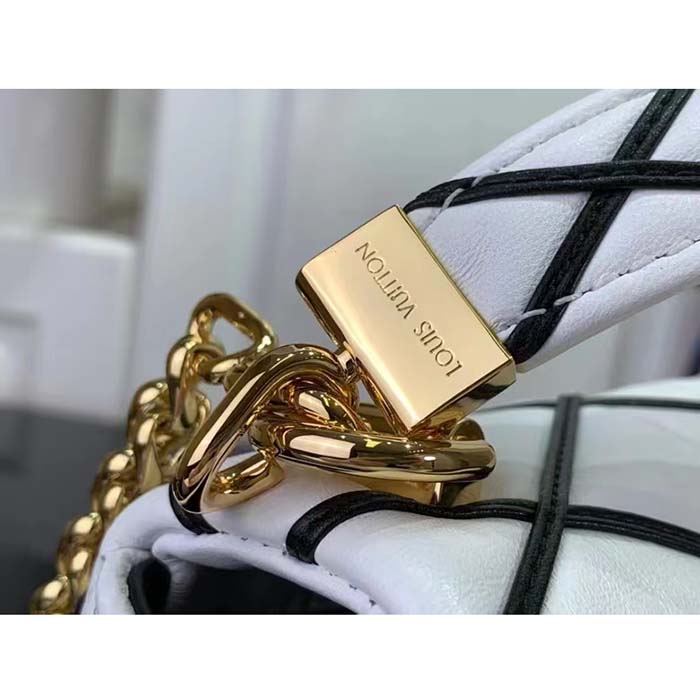 Louis Vuitton LV Women GO-14 MM White Black Lamb Leather Cowhide Leather