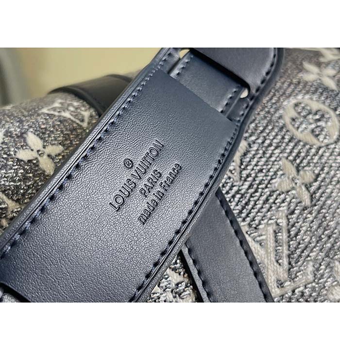 Louis Vuitton LV Unisex Keepall Bandoulière 45 Blue Monoglam Coated Canvas Cowhide Leather