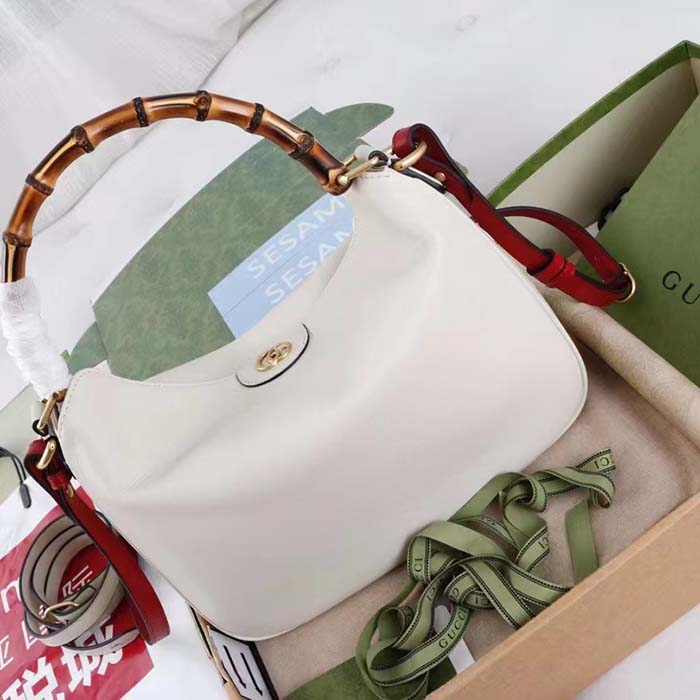 Gucci Unisex Diana Small Shoulder Bag White Leather Double G