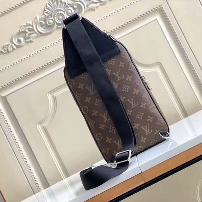 Louis Vuitton LV Unisex Avenue Sling Bag Brown Monogram Macassar Coated Canvas Cowhide