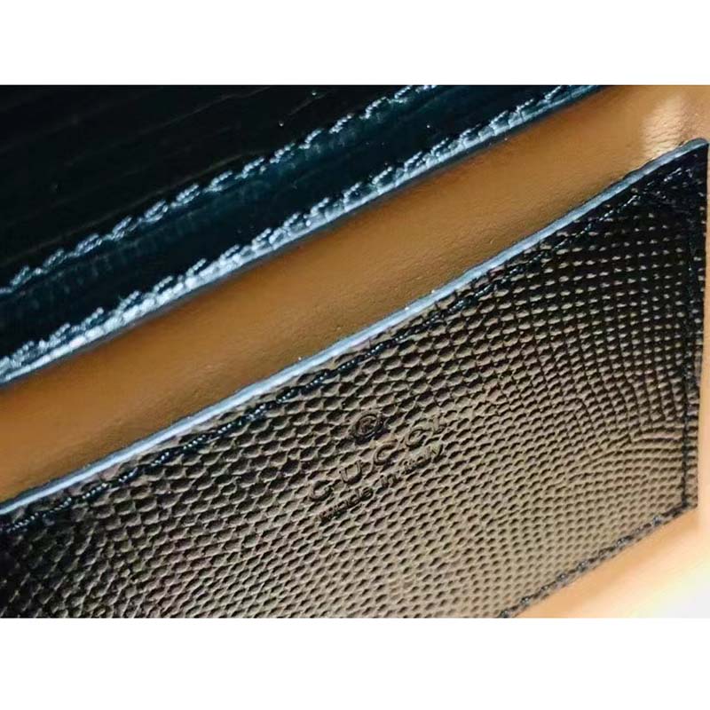 Gucci Women GG Diana Lizard Mini Bag Black Lizard Shiny Antique