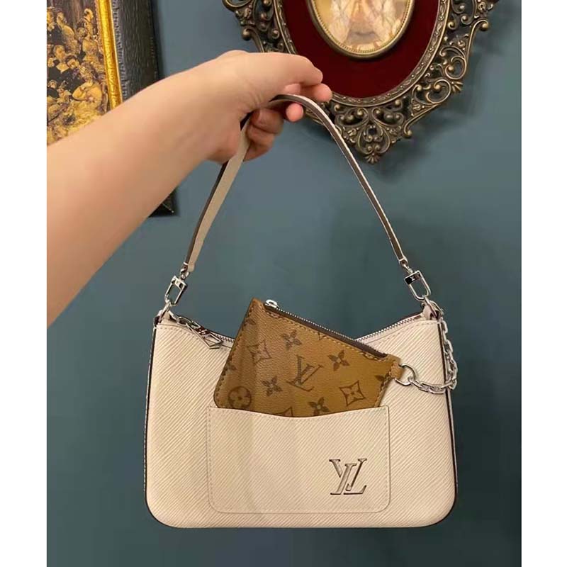 Louis Vuitton LV Women Marelle Handbag Quartz White Epi Grained Cowhide Canvas