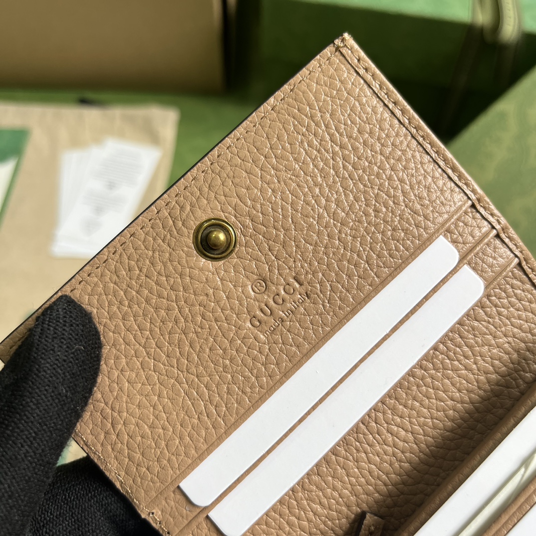 Gucci Unisex GG Wallet Interlocking G Python Bow Rose Beige Leather Moiré Lining