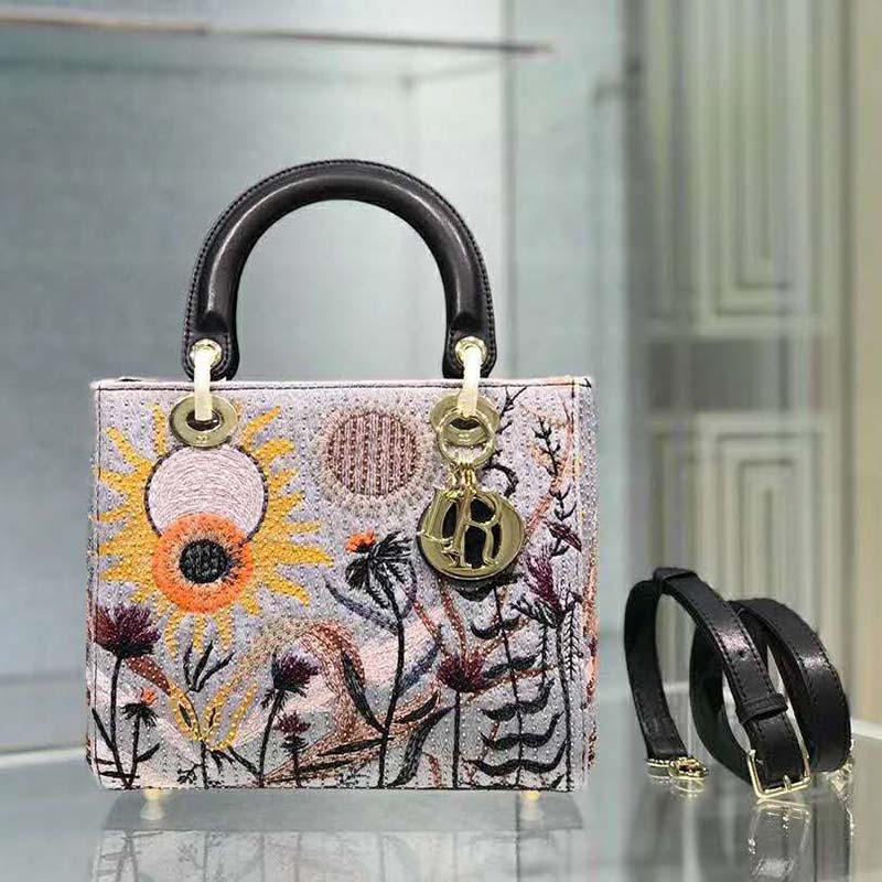 Dior Women Medium Lady Dior Jardin Au Crépuscule Bag Multicolor Calfskin