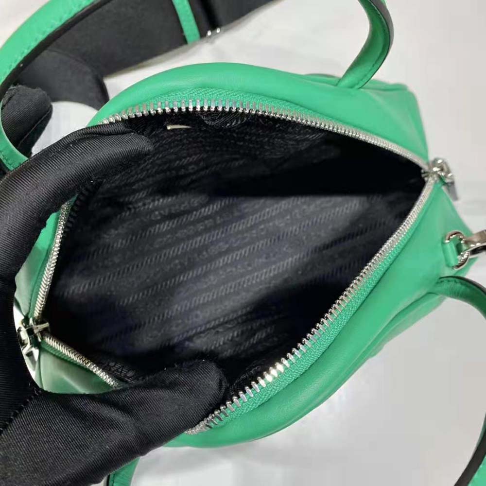 Prada Women Leather Prada Triangle Bag-Green