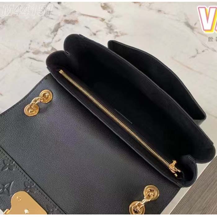 Louis Vuitton Women Vavin PM Handbag Black Embossed Supple Grained Cowhide Leather