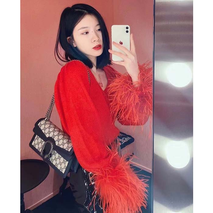 Gucci Women Dionysus GG Small Rectangular Bag Beige Blue GG Supreme Canvas