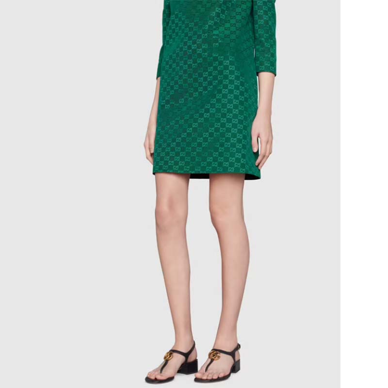 Gucci Women GG Double G Sandal Black Leather Sole Double G 5 Cm Heel