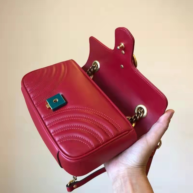 Gucci GG Women GG Marmont Matelassé Mini Bag Red Double G
