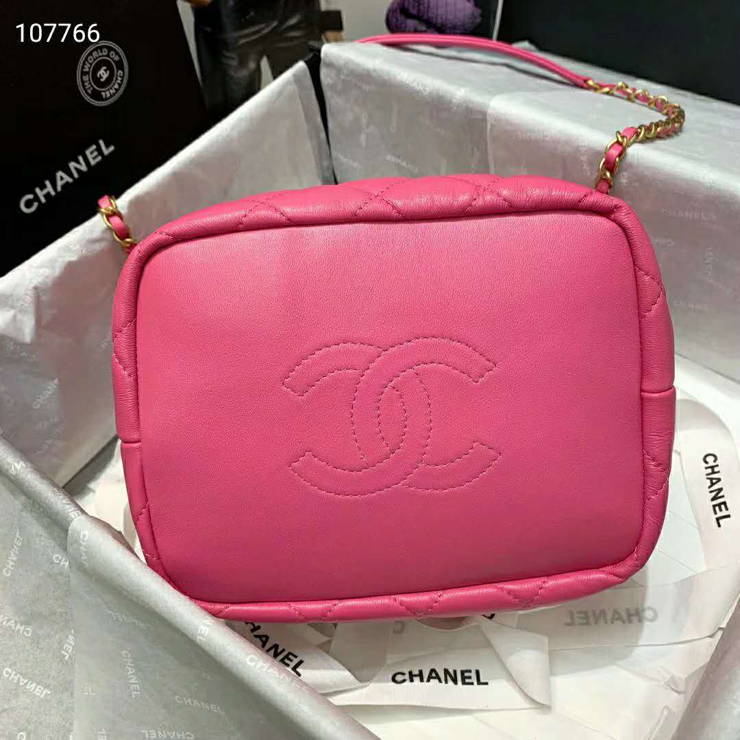 Chanel Women Small Hobo Bag in Lambskin Leather-Pink