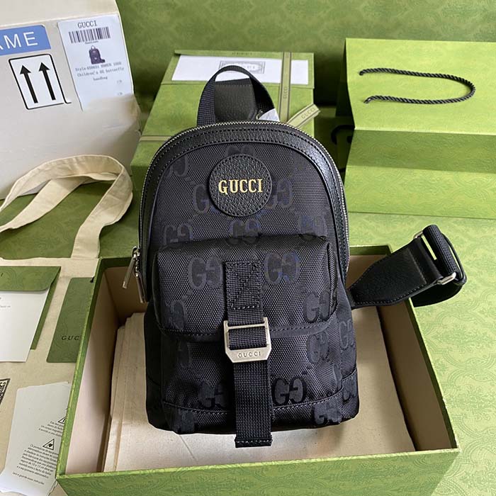 Gucci Unisex GG Off The Grid Sling Backpack Black GG Nylon