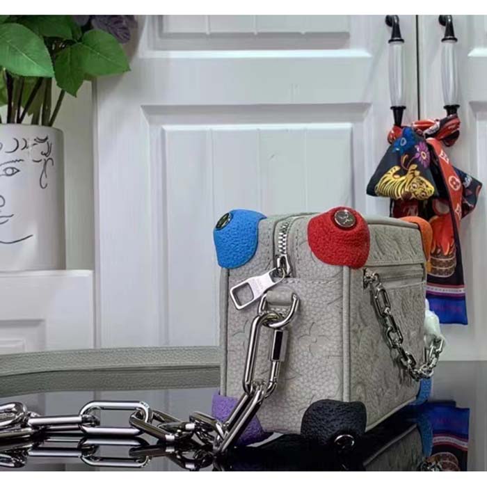 Louis Vuitton LV Unisex Mini Soft Trunk Chalk Taurillon Monogram Embossed Cowhide Leather