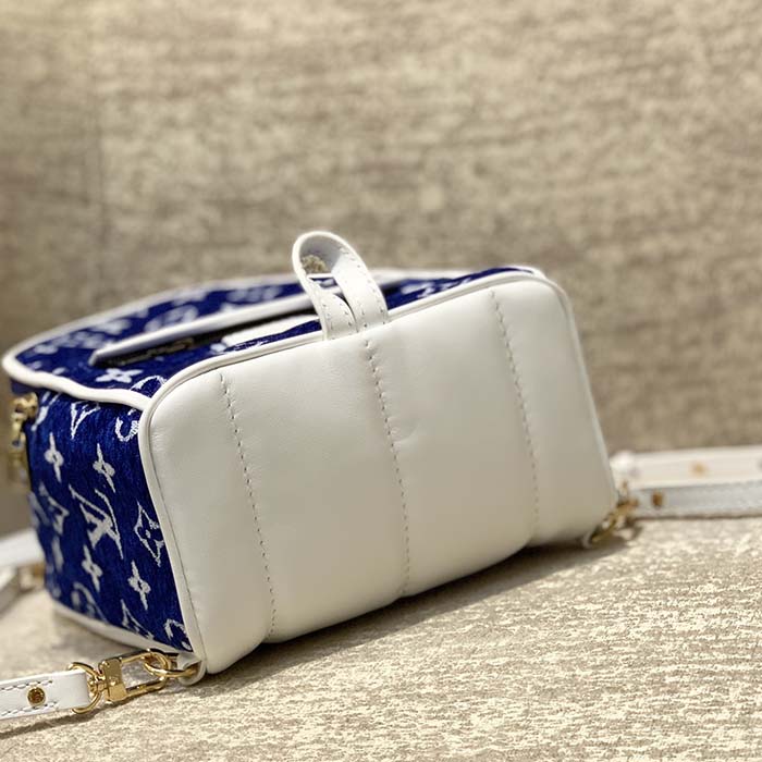 Louis Vuitton LV Unisex Palm Springs Mini Backpack Blue Monogram Velvet Jacquard